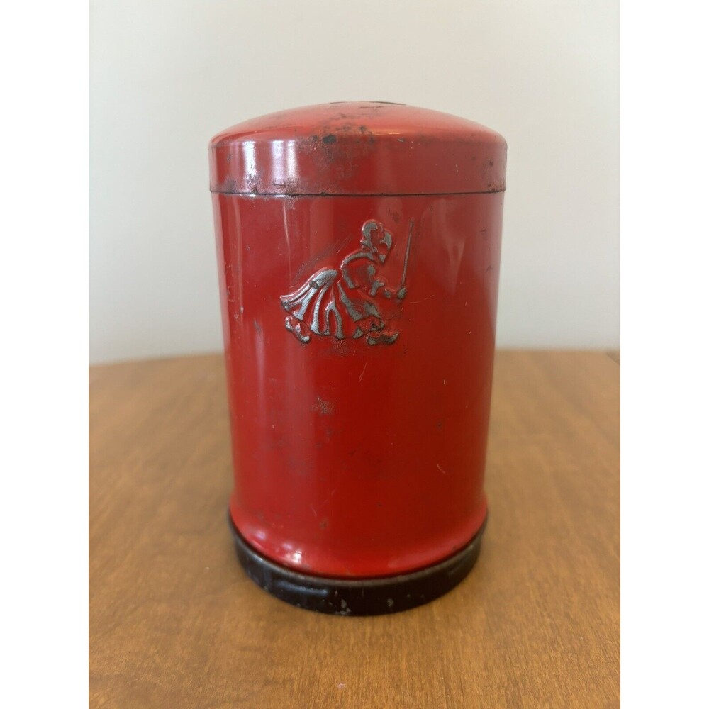 Vintage Old Dutch Cleanser Red Metal Can Shaker Holder